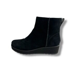 ABEO Kylie Black Suede Wedge Ankle Boots Women‎ Size 11 Side Zip Comfort